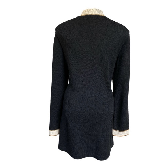 ST JOHN EVENING / BLACK, GOLD + CREAM LONG BLAZER / SZ 10 / MADE IN USA - Picture 5 of 6